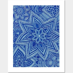 Blue Starfish Snowflakes Posters and Art
